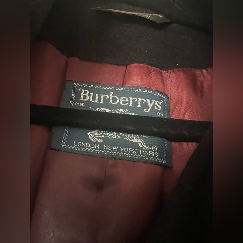 Burberry Elegant Black Coat with Brown Accents faux fur USA medium - Picture 9 of 10